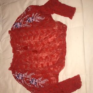 FREEPEOPLE Mesh shirt embroidered